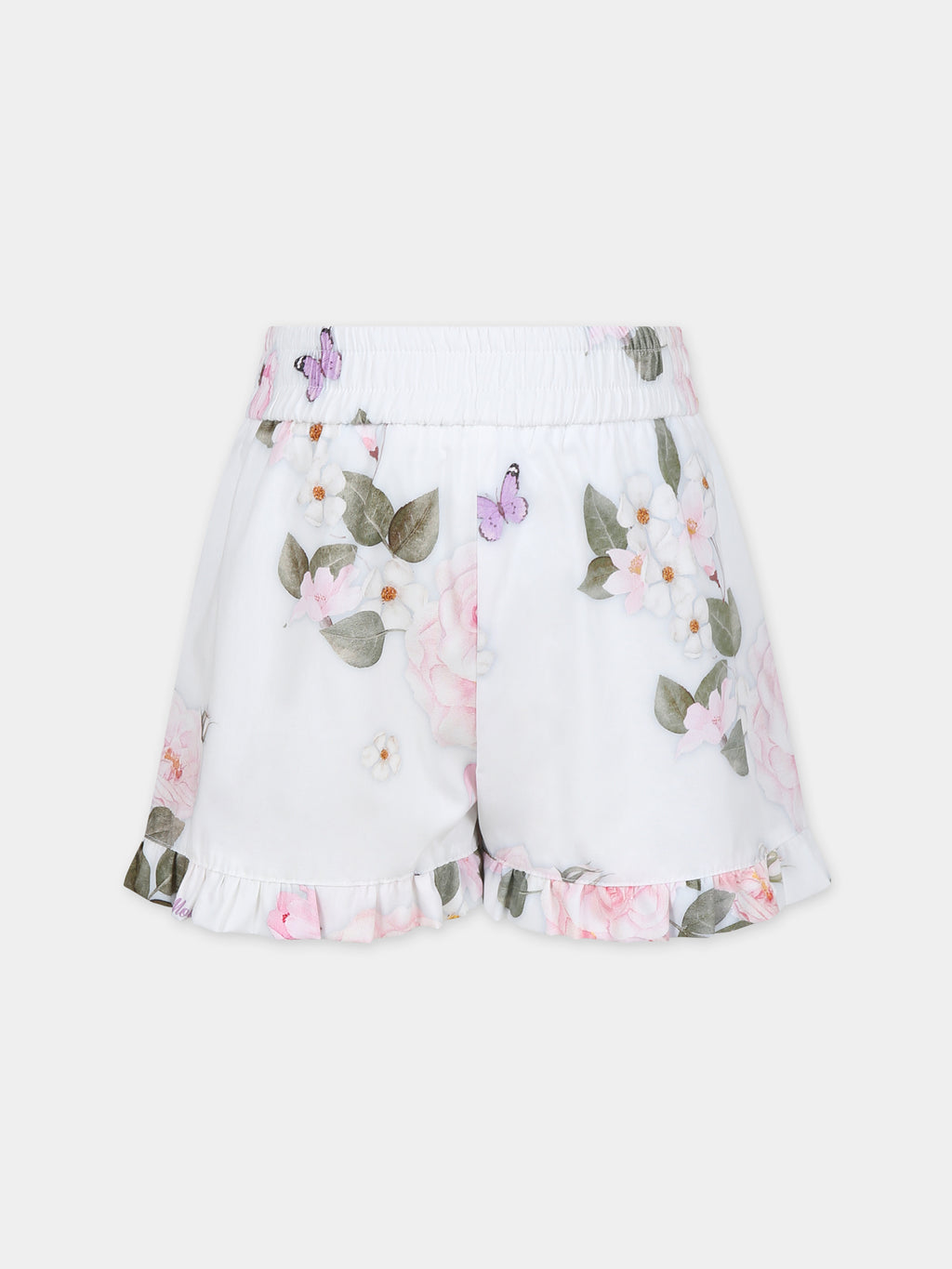 Short blanc pour fille avec imprimé floral